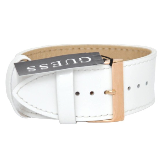 Guess Women\'s Crystals Rectangular Analog Watch White Leather Band W10257L1 Nwt main image 6